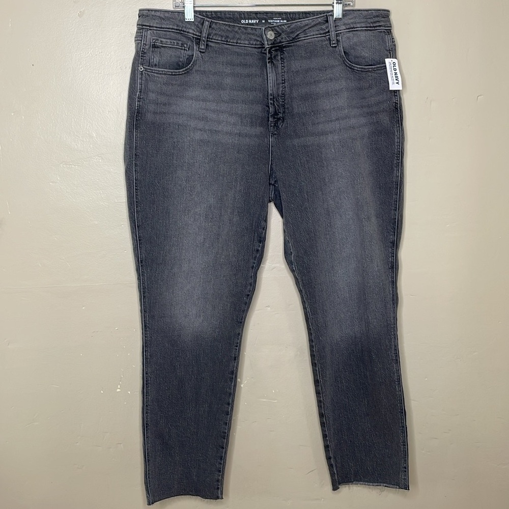 OLD NAVY Jeans Gray VINTAGE SLIM High Rise Secret Smooth Pockets Stretchy NWT 18 - Picture 11 of 12